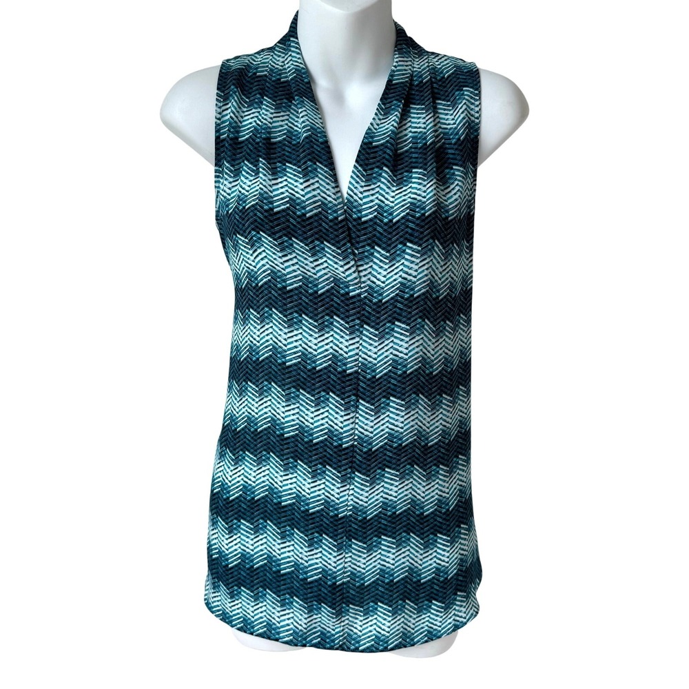 Vince Camuto Womens Teal Sleeveless Office Top Small Relaxed Fit V Neck Business